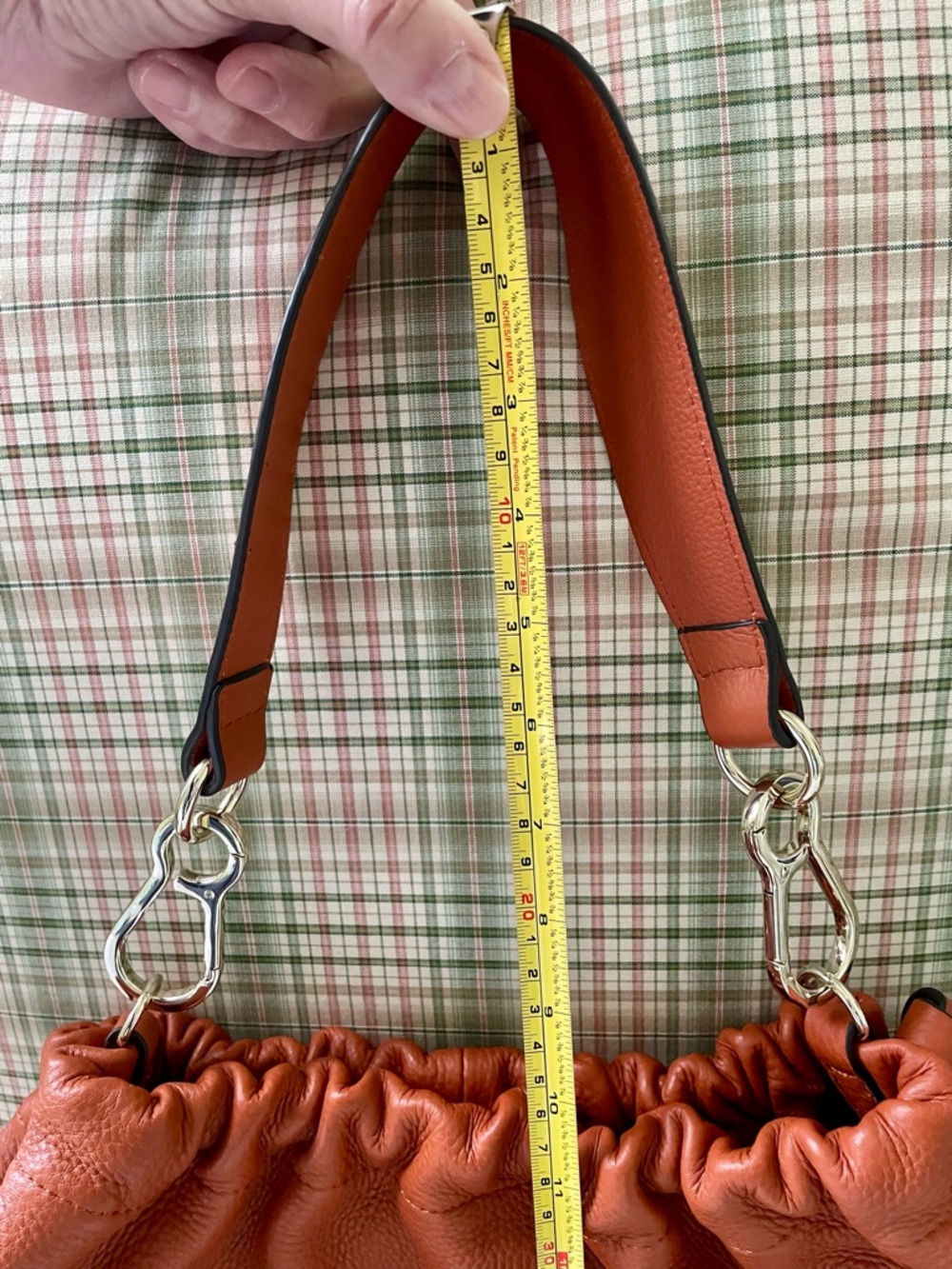 Vince Camuto Cognac/Burnt Orange Gathered Leather Shoulder Handbag - Picture 10 of 11